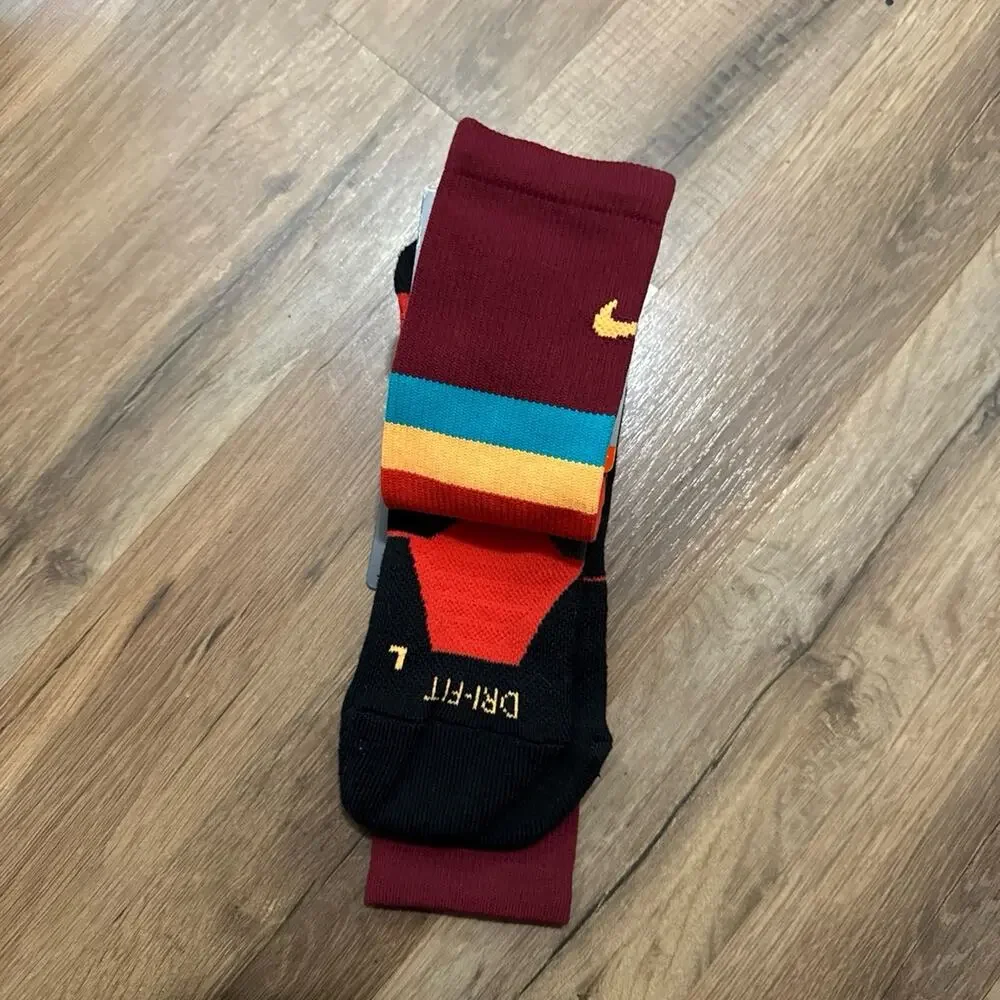 2013 Nike Hyper Elite Cushioned Basketball Dri-Fit Red blue Vintage Crew Socks